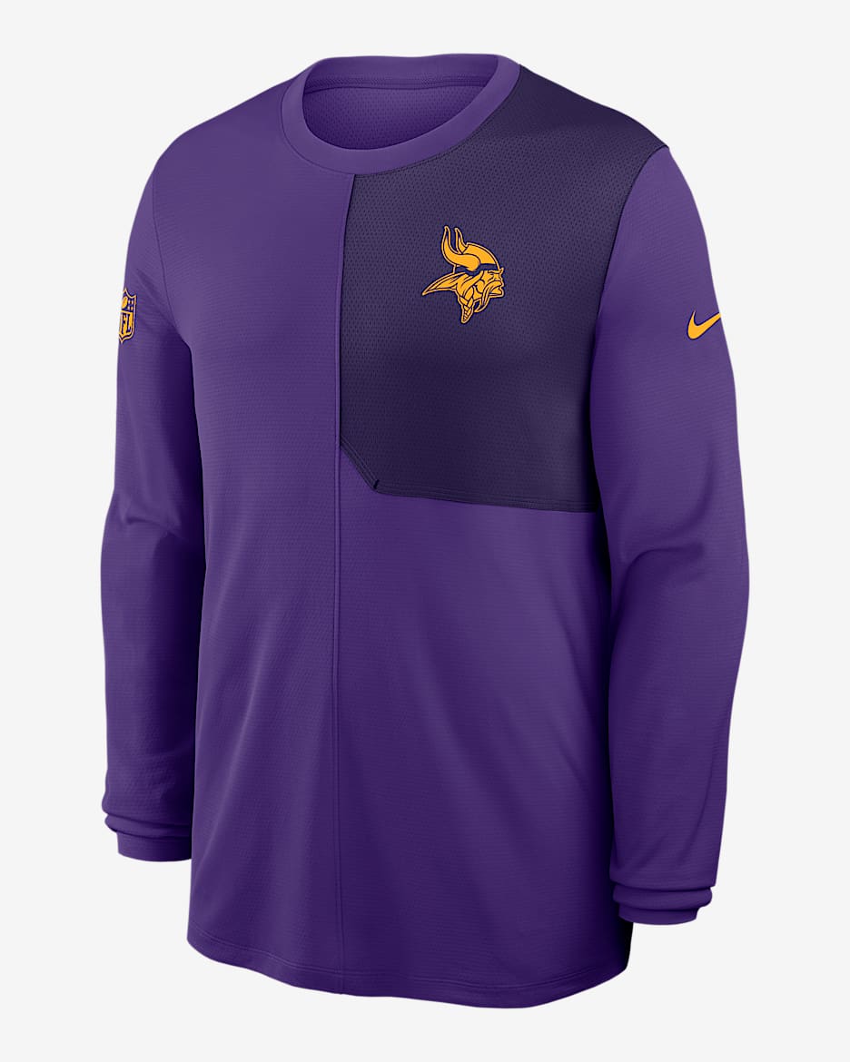 【Nike】 Minnesota Vikings Logo NFL Long-Sleeve Windshirt Minnesota Vikings Sideline Coach Men's Nike Dri-FIT NFL Long